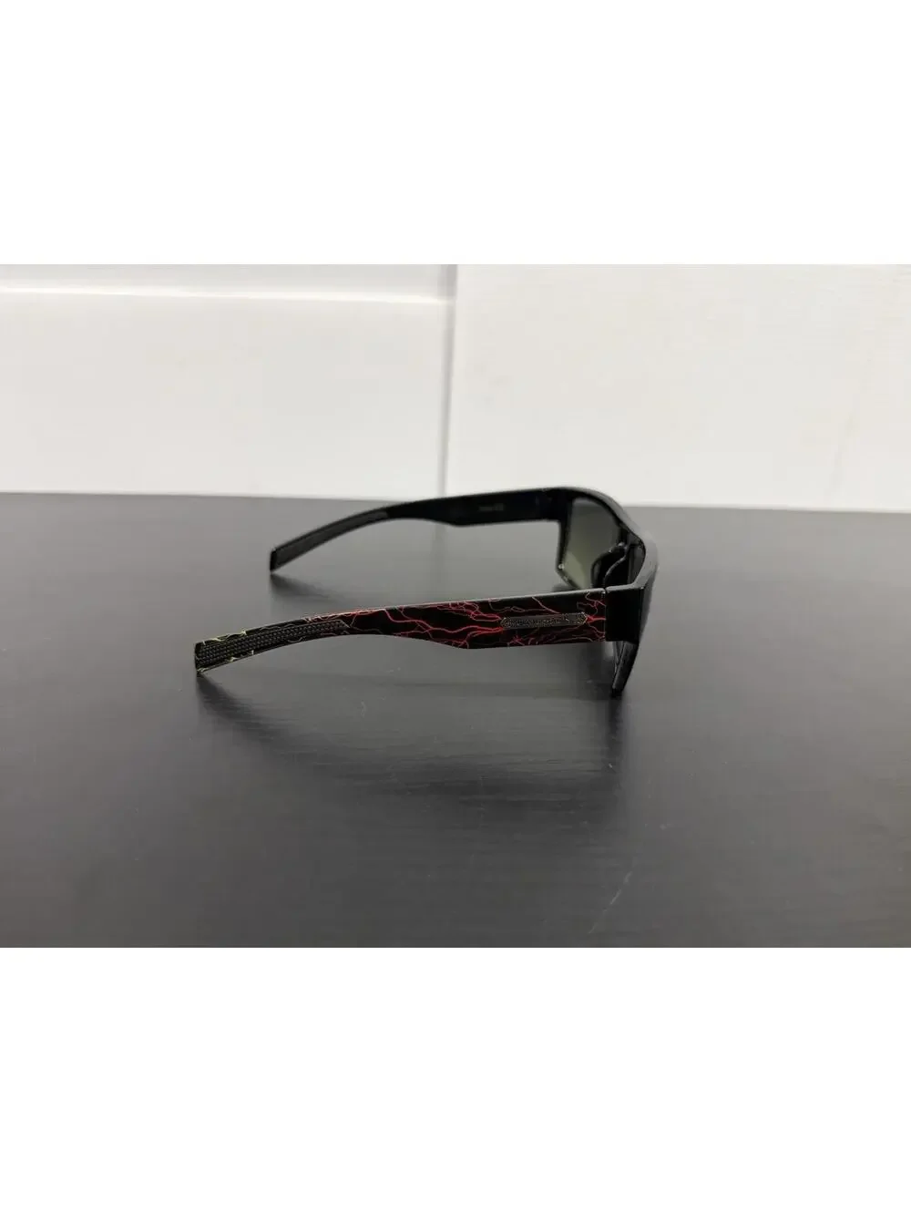 Vintage Biohazard Wrap Sunglasses Red Lightning Black Y2K BMX Skater